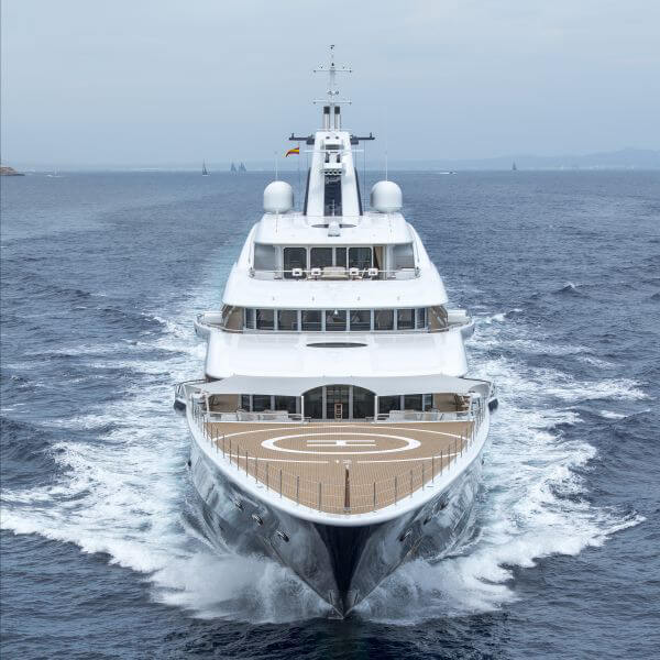 Luxury motor yacht at sea featuring a view into the perfect yacht interior by bsw yachteinrichter